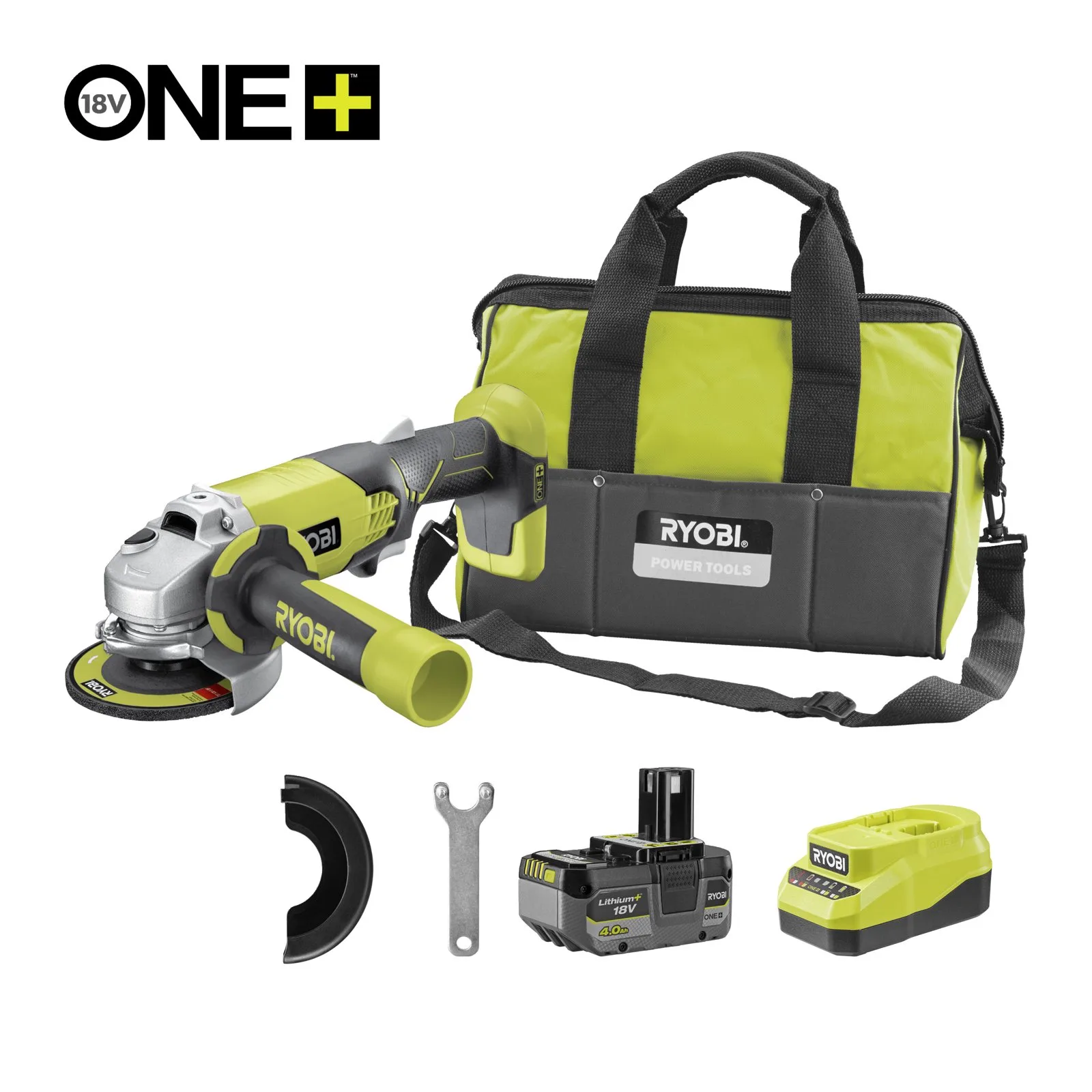 Аккумуляторная углошлифовальная машина Ryobi R18AG-140S