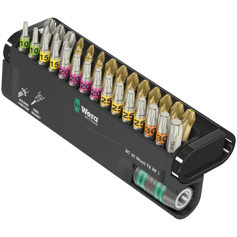 Набор инструментов Wera Bit-Check 30 Wood TX HF 1 — фото производителя
