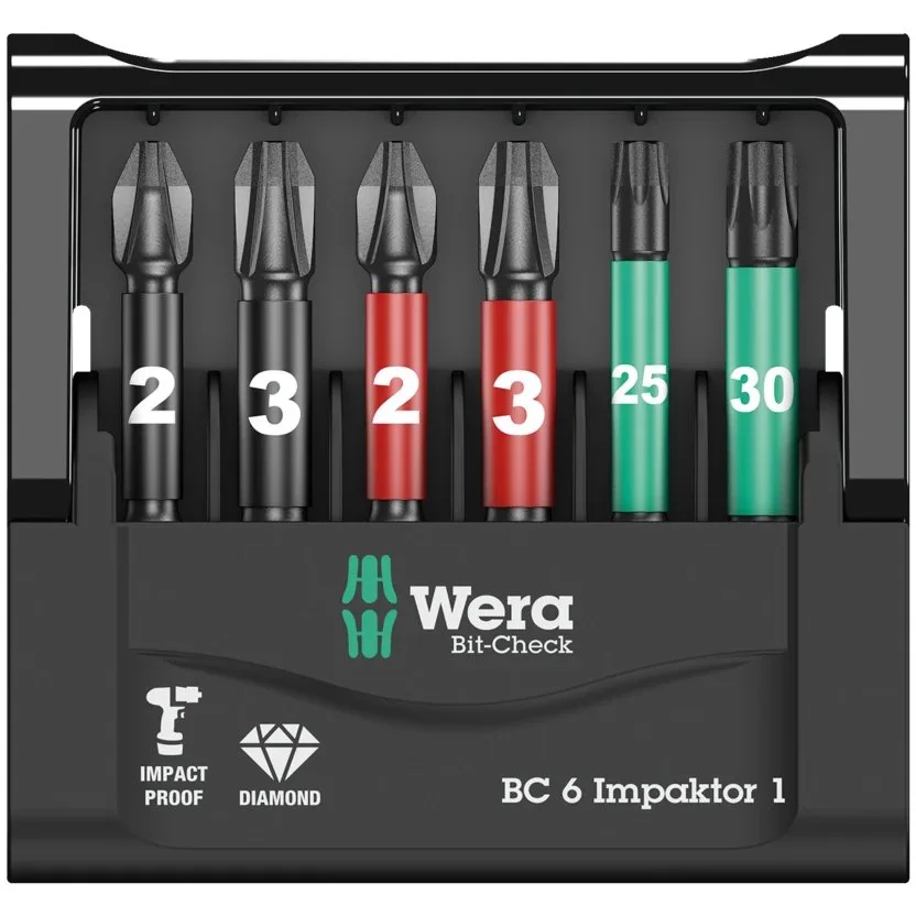Набор инструментов Wera Bit-Check 6 Impaktor 1 — фото производителя