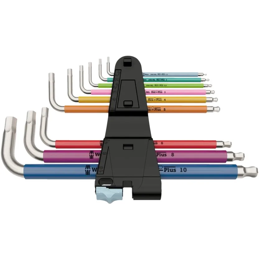 Набор Г-образных ключей, метрических, нержавеющая сталь Wera 3950/9 Hex-Plus Multicolour Stainless 1 — фото производителя
