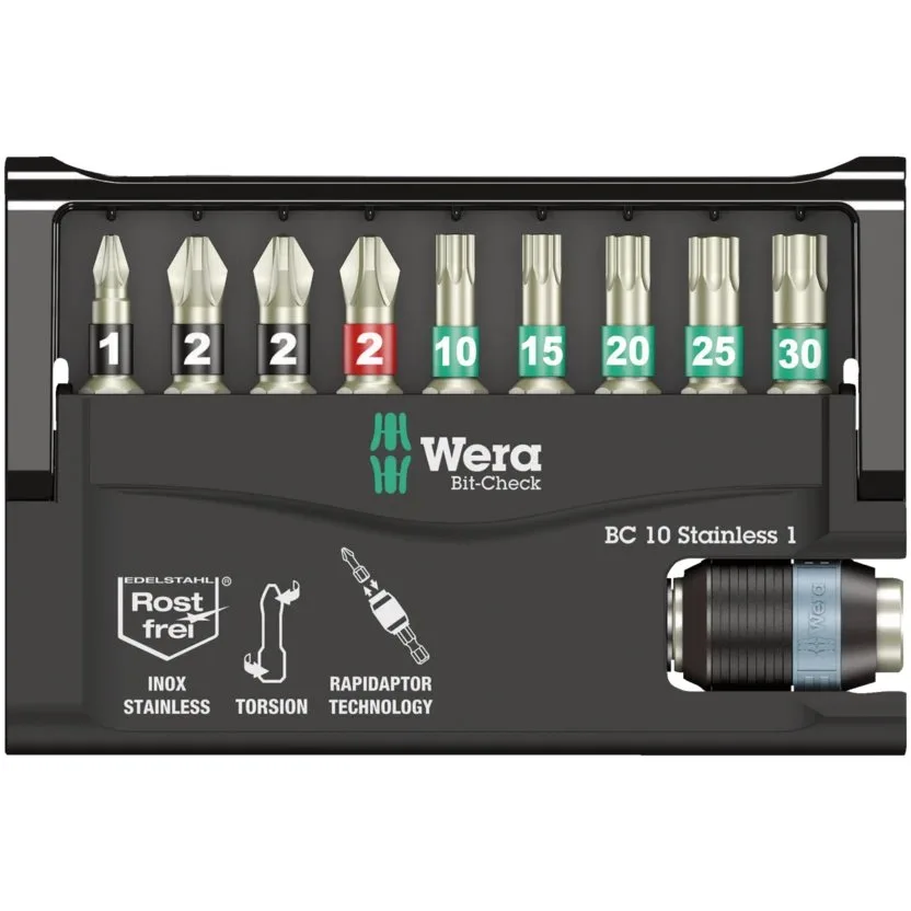 Набор инструментов Wera Bit-Check 10 Stainless 1 — фото производителя