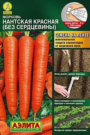 Морковь Нантская красная (БЕЗ СЕРДЦЕВИНЫ)