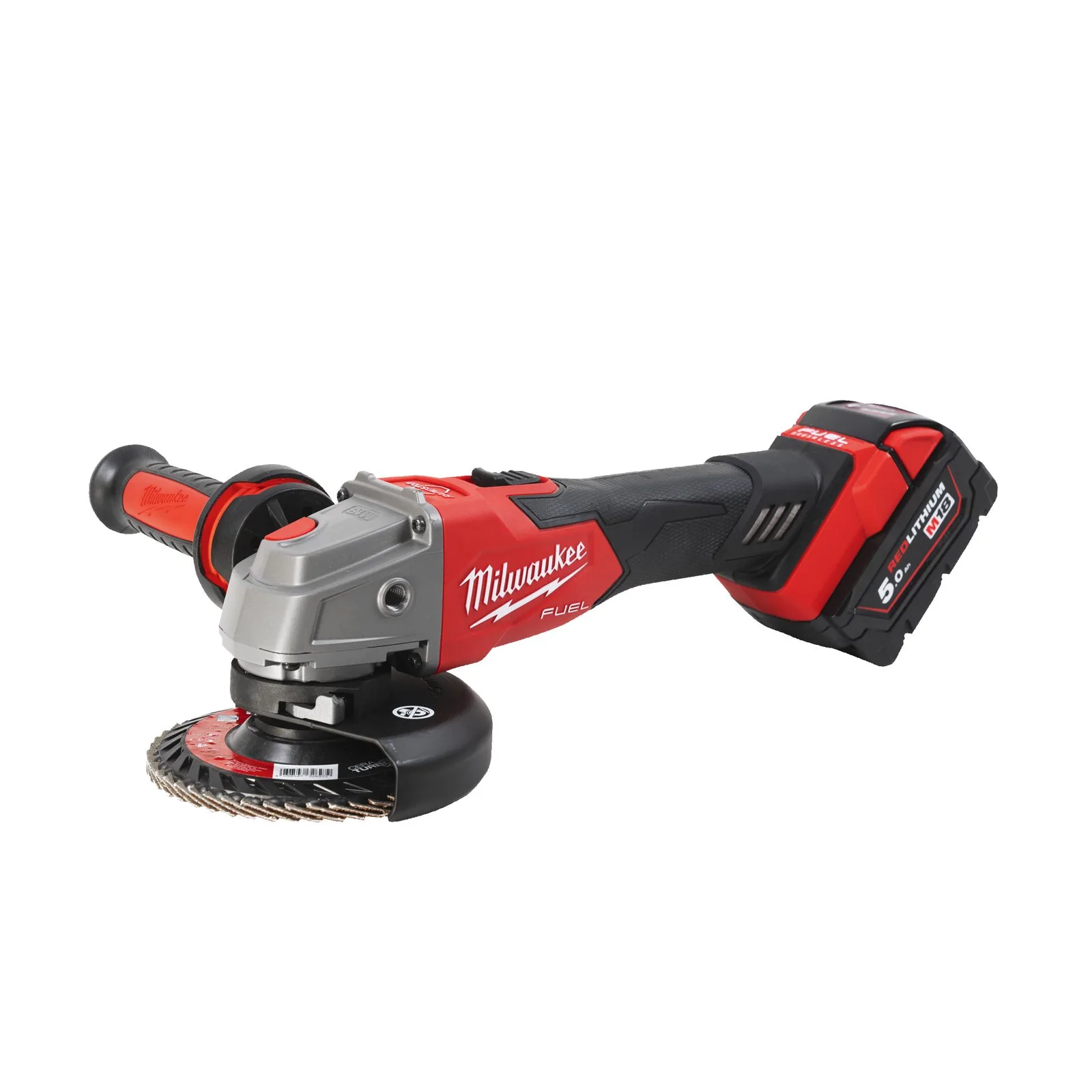 125 мм УШМ с тормозом и ползунковым выключателем Milwaukee M18 FSAG125XB-502X — фото производителя