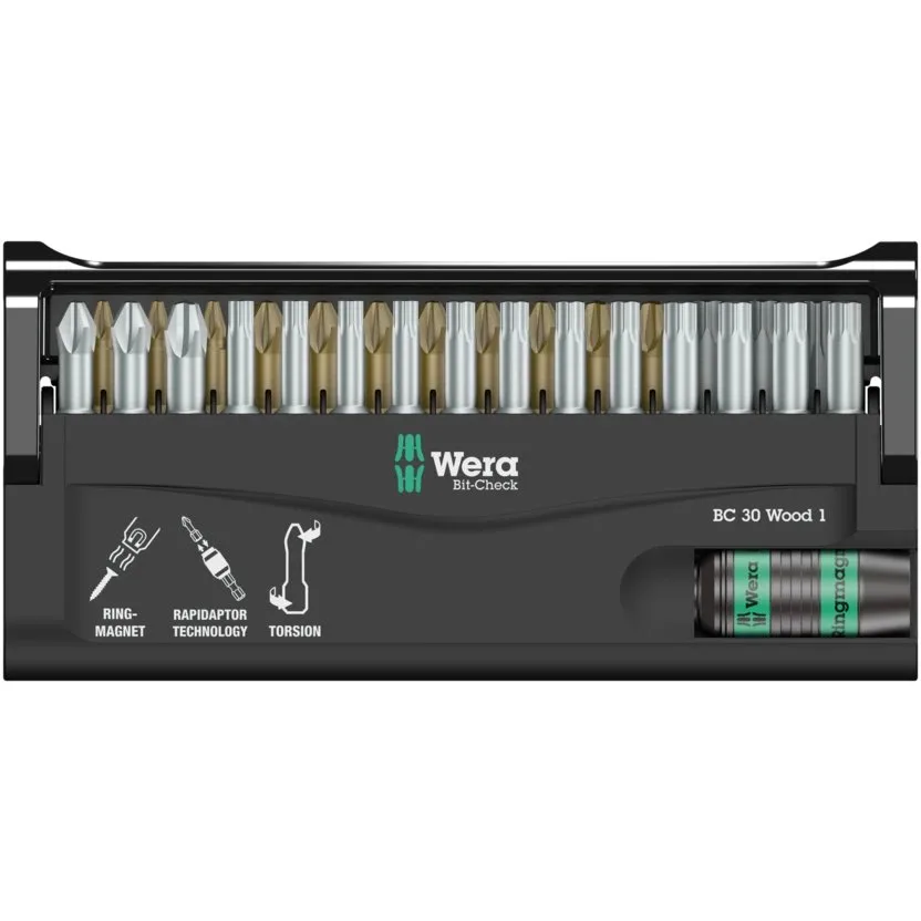 Набор инструментов Wera Bit-Check 30 Wood 1 — фото производителя
