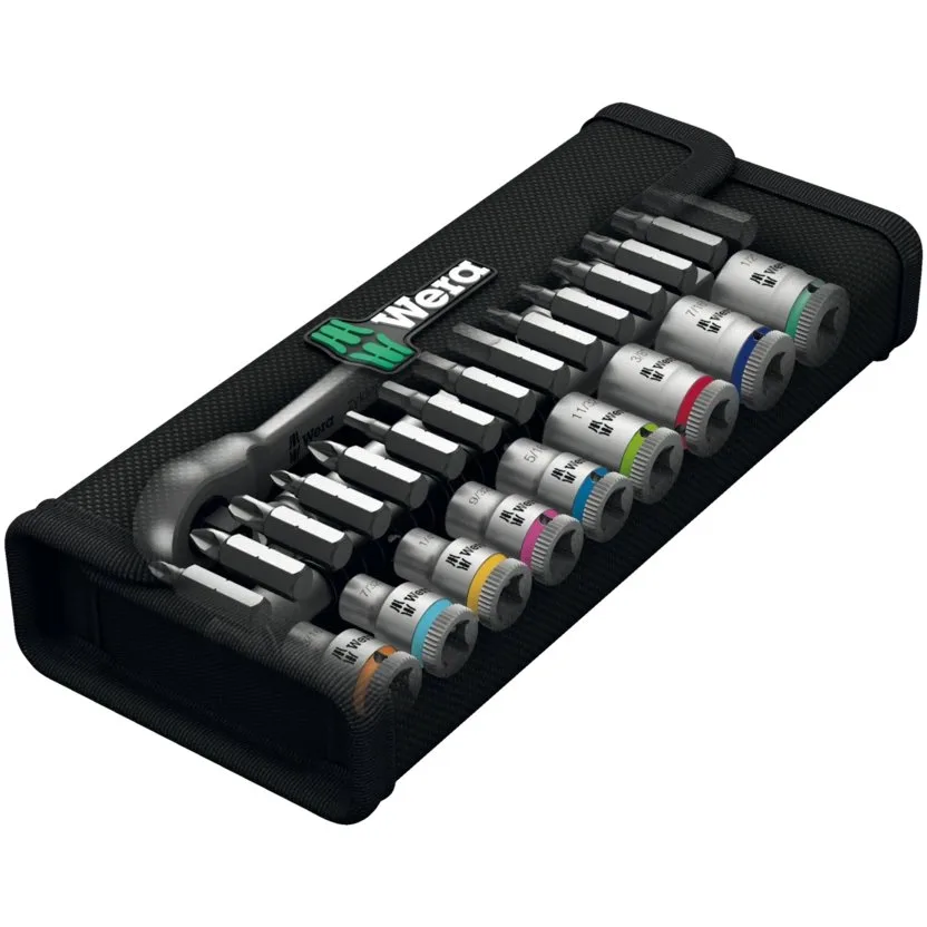 Набор инструментов Wera 8100 SA 11 Zyklop Metal - набор с трещоткой, переключение реверса, привод 1/4", дюймовый — фото производителя