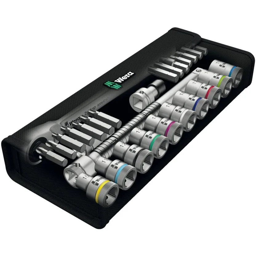Набор инструментов Wera 8100 SC 8 Zyklop Metal - набор с трещоткой, переключение реверса, привод 1/2", метрический — фото производителя