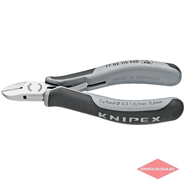 Кусачки боковые для электроники антистатические Knipex KN-7702115ESD — фото производителя