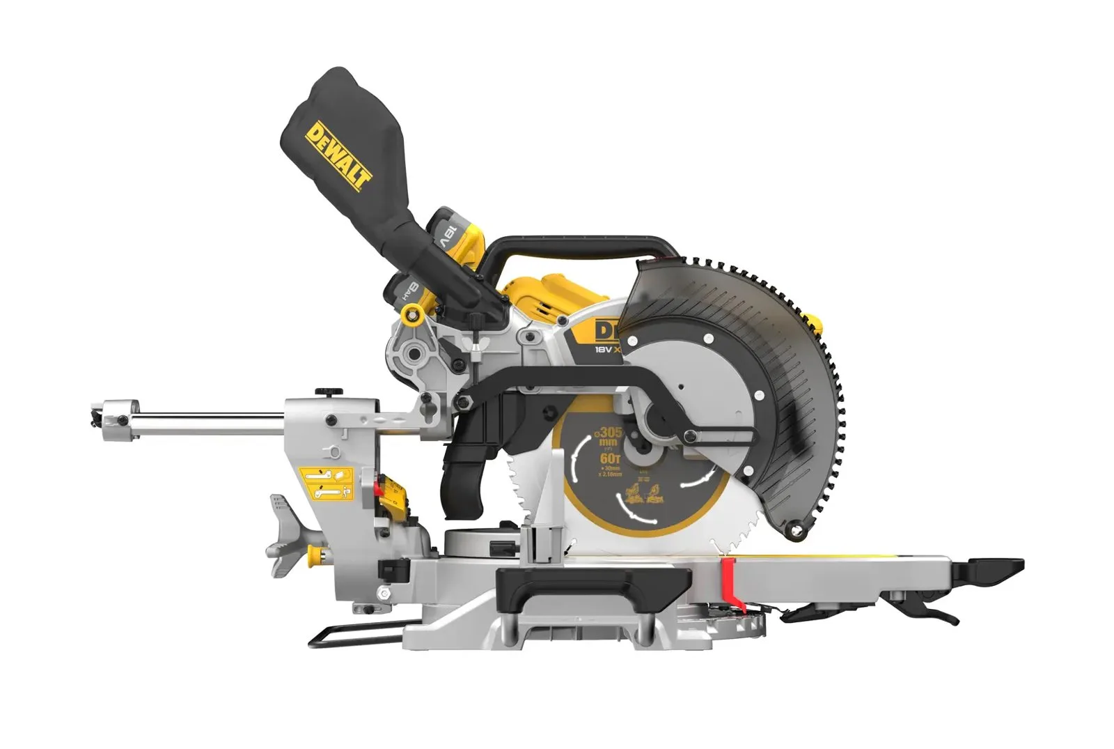 Аккумуляторная торцовочная пила DeWalt DCS782XW2-GB — фото производителя