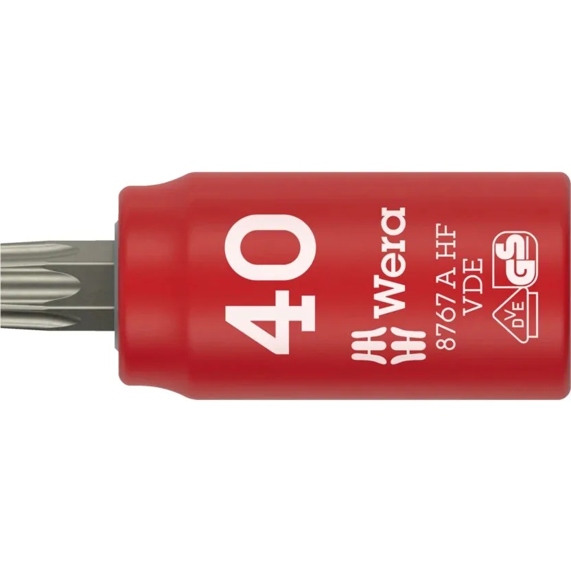 Отверточная головка 8767 A VDE HF TORX® Zyklop, изолированная, с хвостовиком 1/4", с фиксирующей функцией для крепежа Wera — фото производителя