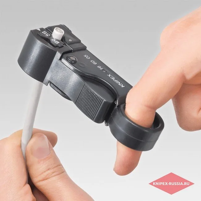 Инструмент для удаления изоляции с коаксиальных кабелей Knipex KN-166005SB — фото производителя