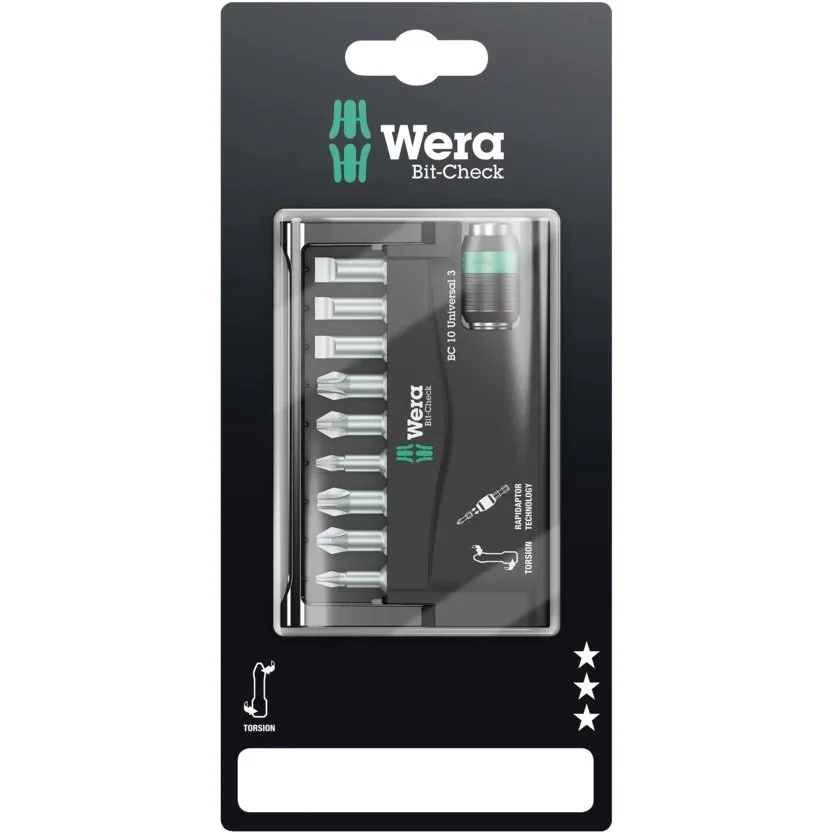 Набор инструментов Wera Bit-Check 10 Universal 3 SB — фото производителя
