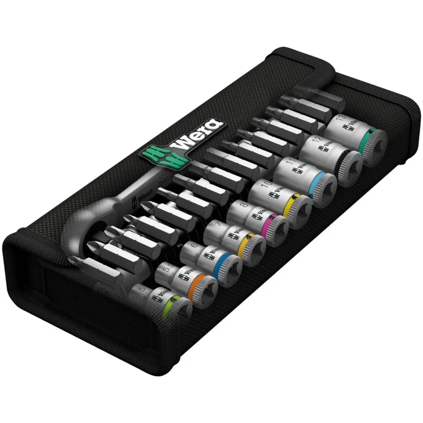 Набор инструментов Wera 8100 SA 7 Zyklop Metal - набор с трещоткой, сдвижной квадрат, привод 1/4", метрический — фото производителя