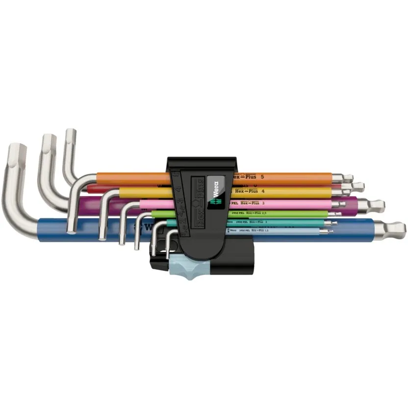Набор Г-образных ключей, метрических, нержавеющая сталь Wera 3950/9 Hex-Plus Multicolour Stainless 1 — фото производителя