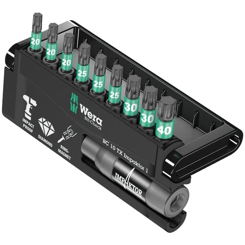 Набор инструментов Wera Bit-Check 10 TX Impaktor 1 — фото производителя