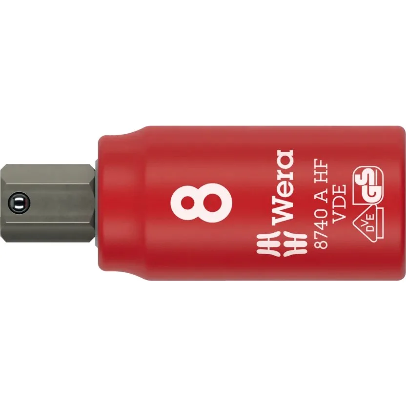 Отверточная головка 8740 VDE HF Zyklop, изолированная, с хвостовиком 1/4", с фиксирующей функцией для крепежа с внутренним шестигранником Wera — фото производителя