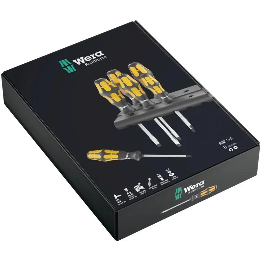 Набор отверток Kraftform Wera: отвертка-резец + подставка 932 S/6 — фото производителя