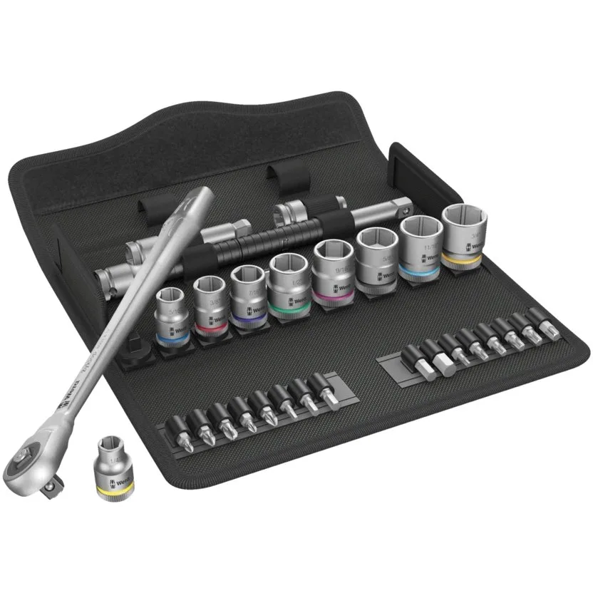 Набор инструментов Wera 8100 SB 10 Zyklop Metal - набор с трещоткой, сдвижной квадрат, привод 3/8", дюймовый — фото производителя