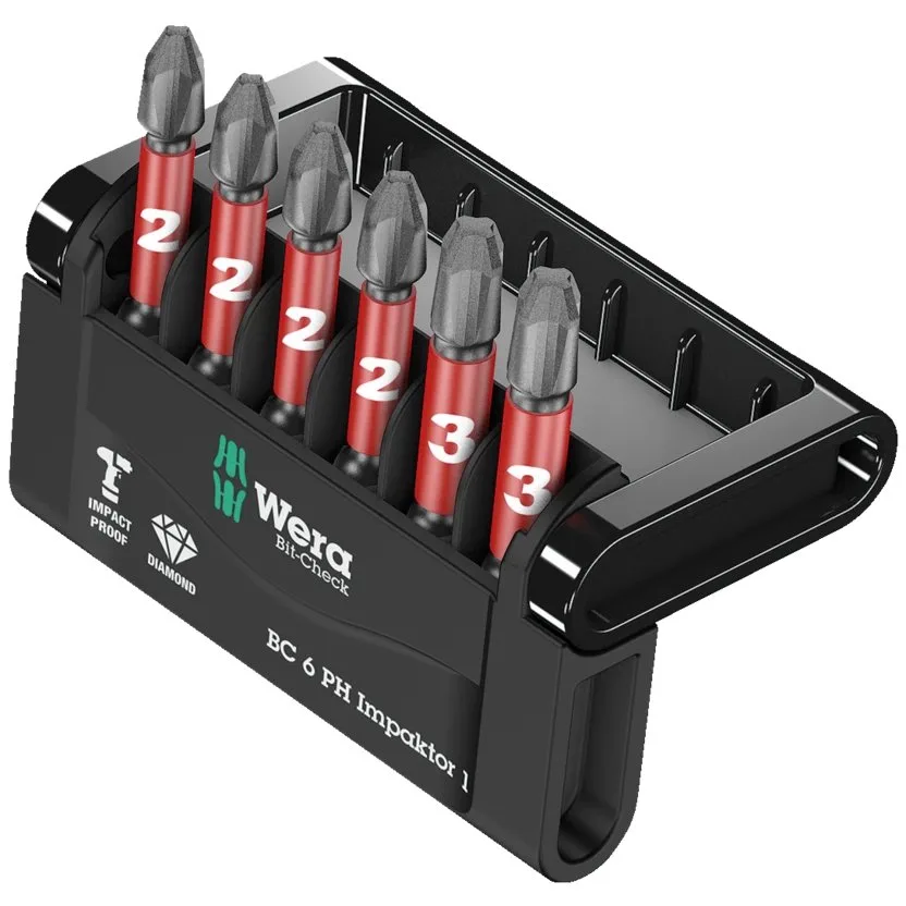 Набор инструментов Wera Bit-Check 6 PH Impaktor 1 — фото производителя