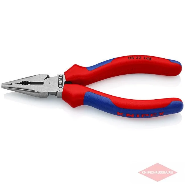 Плоскогубцы комбинированные остроконечные с удлинёнными губками Knipex KN-0822145SB — фото производителя