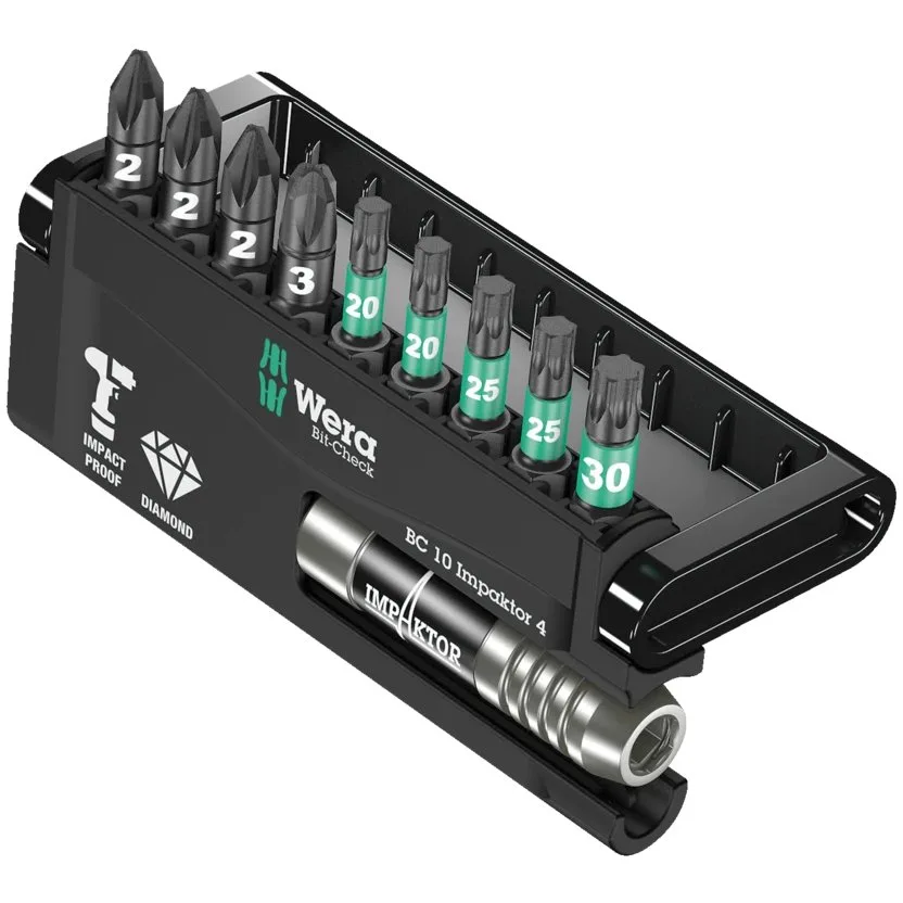 Набор инструментов Wera Bit-Check 10 Impaktor 4 — фото производителя