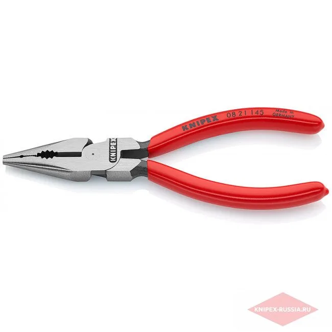 Плоскогубцы комбинированные остроконечные с удлинёнными губками Knipex KN-0821145SB — фото производителя