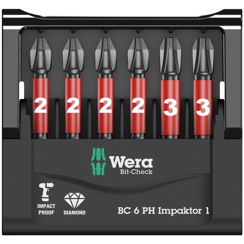 Набор инструментов Wera Bit-Check 6 PH Impaktor 1 — фото производителя