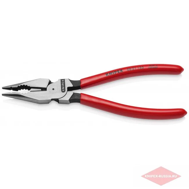 Плоскогубцы комбинированные остроконечные с удлинёнными губками Knipex KN-0821185 — фото производителя