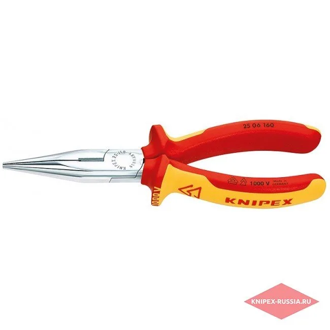 Плоские круглогубцы с режущими кромками Knipex KN-2506160 — фото производителя
