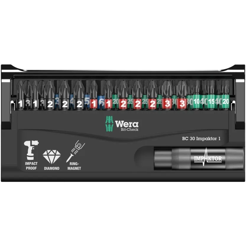 Набор инструментов Wera Bit-Check 30 Impaktor 1 — фото производителя