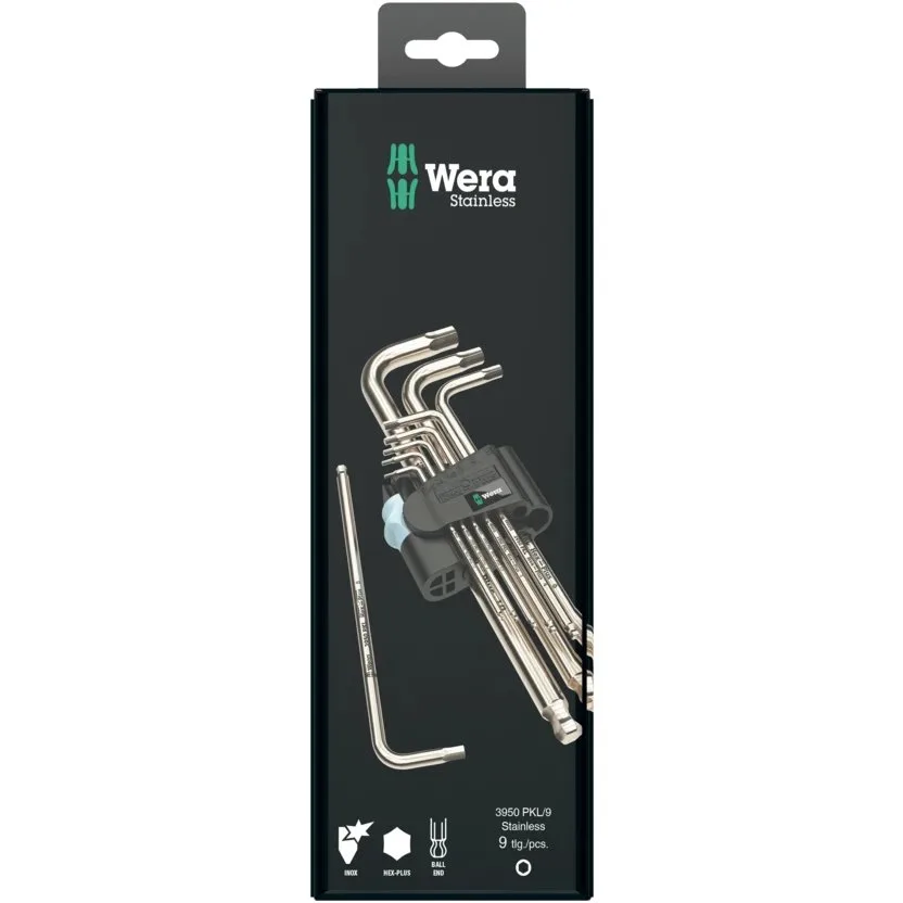 Набор Г-образных ключей, метрических, нержавеющая сталь Wera 3950/9 Hex-Plus Stainless 1 SB — фото производителя