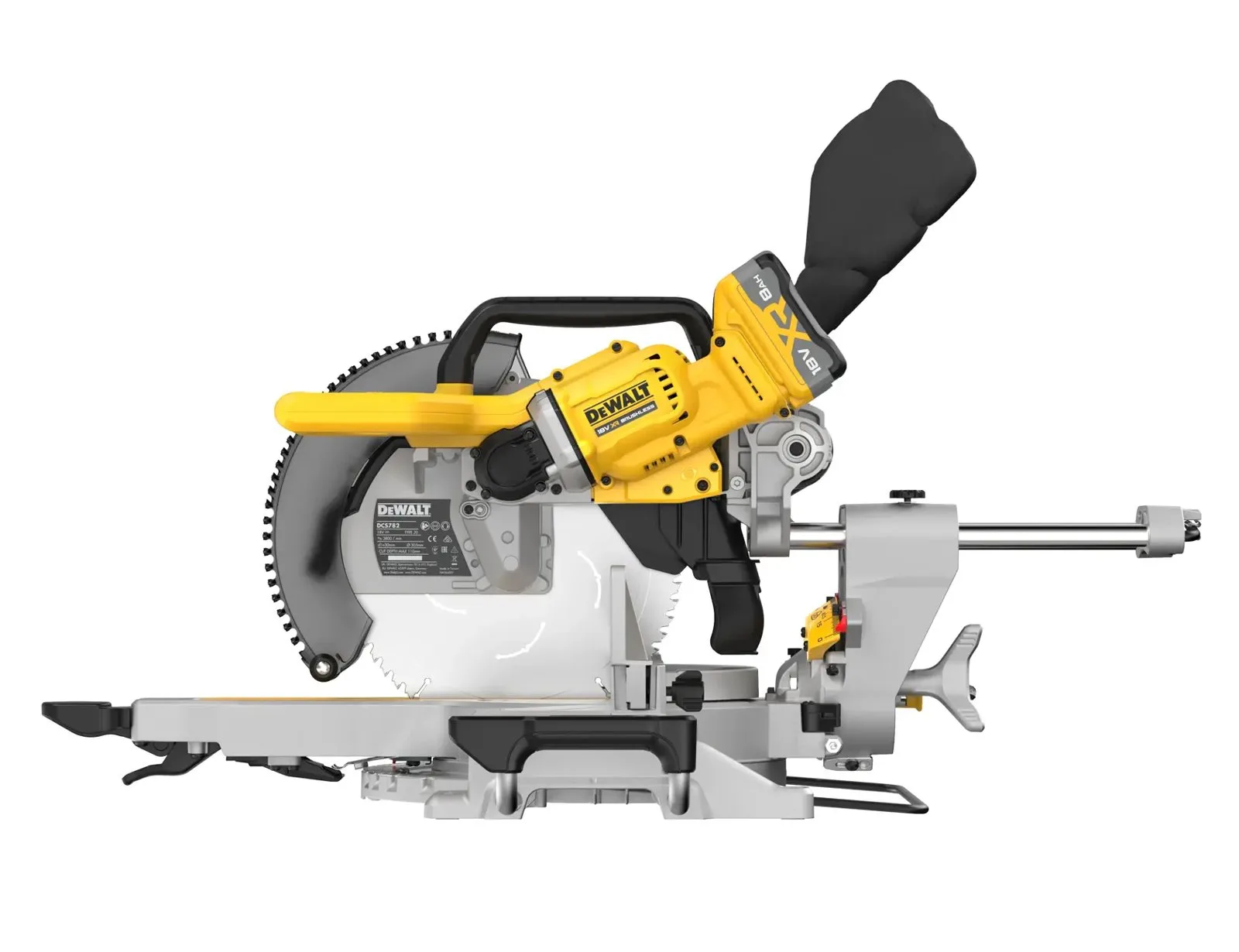 Аккумуляторная торцовочная пила DeWalt DCS782XW2-GB — фото производителя