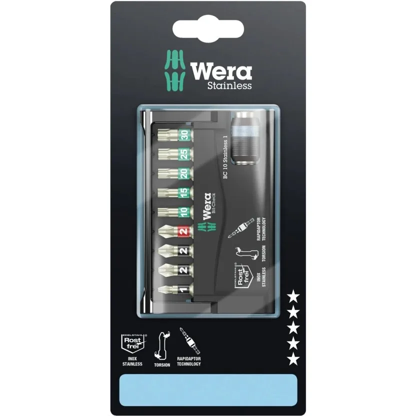 Набор инструментов Wera Bit-Check 10 Stainless 1 SB — фото производителя