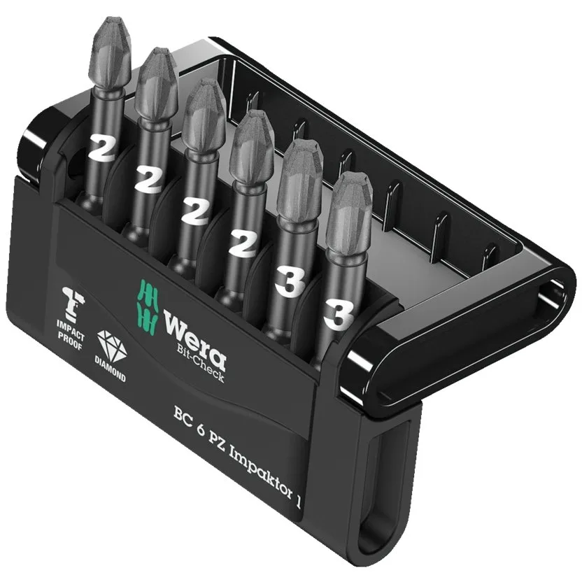 Набор инструментов Wera Bit-Check 6 PZ Impaktor 1 — фото производителя