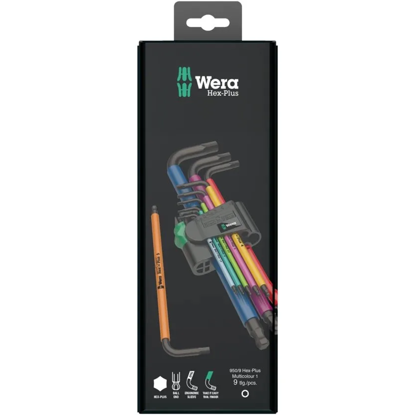 Набор Г-образных ключей, метрических, BlackLaser Wera 950/9 Hex-Plus Multicolour 1 SB — фото производителя
