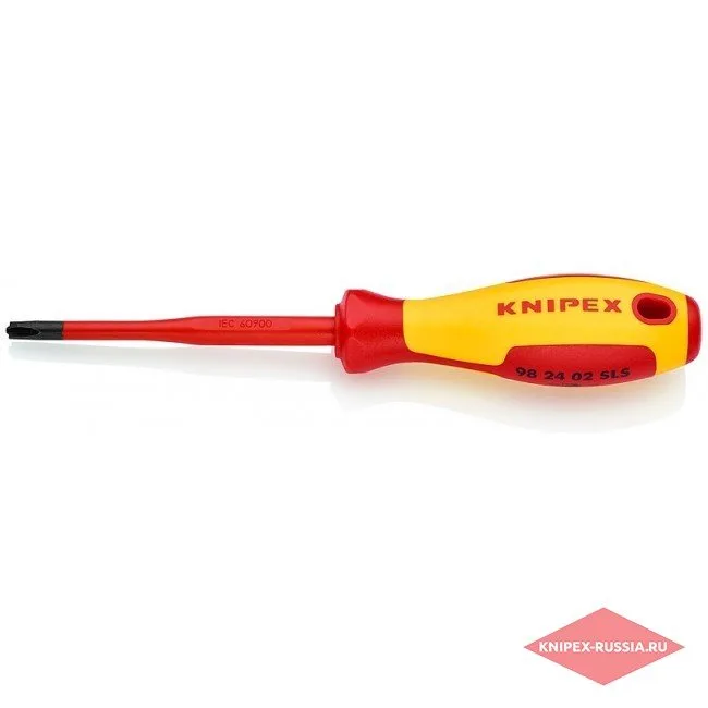 Тонкая отвертка для винтов с шлицем PlusMinus PH Knipex KN-982402SLS