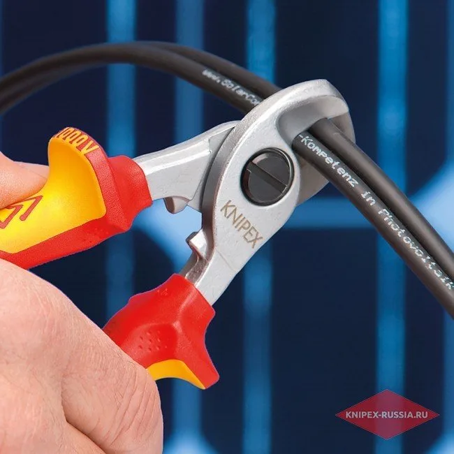 Ножницы для резки кабелей с раскрывающей пружиной Knipex KN-9526165SB — фото производителя