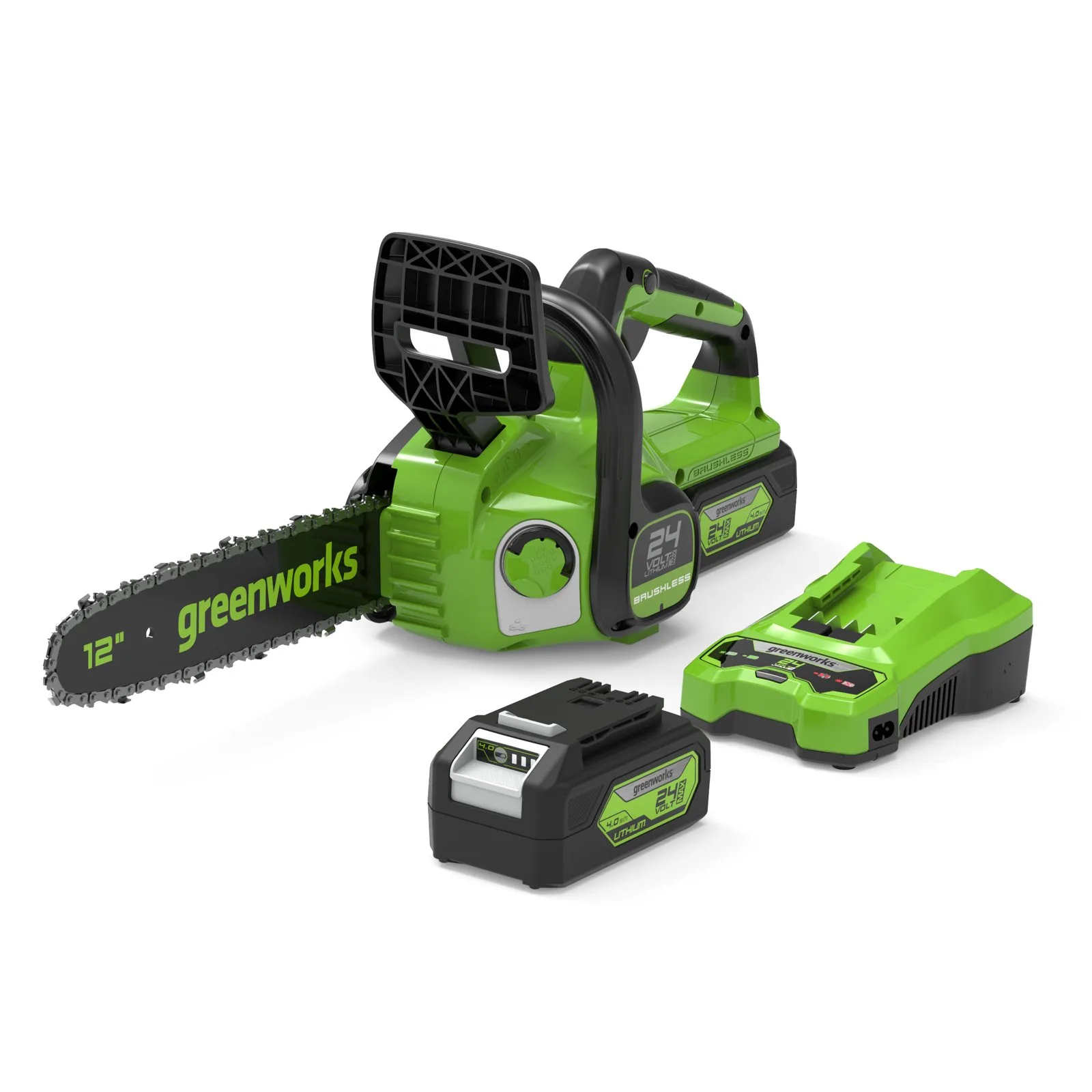 Аккумуляторная цепная пила Greenworks GD24CS30K4 — фото производителя