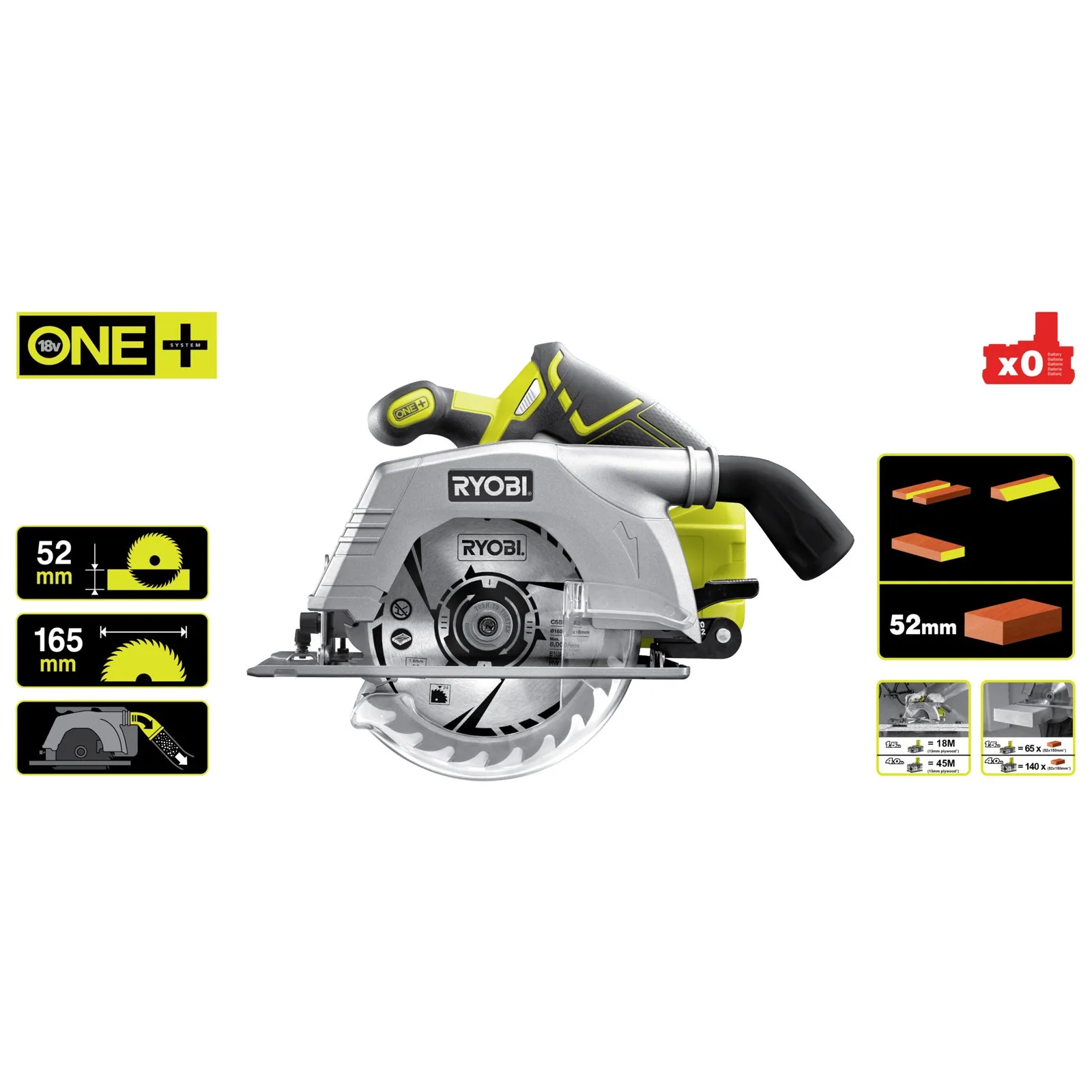 Аккумуляторная дисковая пила Ryobi R18CS-0 — фото производителя