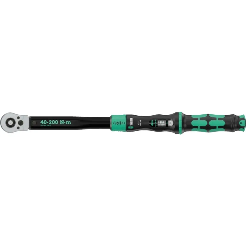 Динамометрический ключ Lock C 3 R/L серии Click-Torque, регулируемый, функция отключения затяжки (Torque Lock), посадочное гнездо (1/2"), для правой и левой затяжки, 40-200 Нм Wera