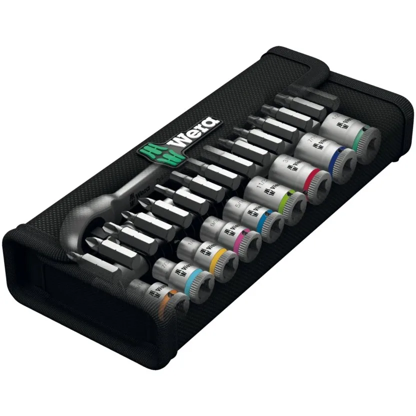 Набор инструментов Wera 8100 SA 10 Zyklop Metal - набор с трещоткой, сдвижной квадрат, привод 1/4", дюймовый — фото производителя