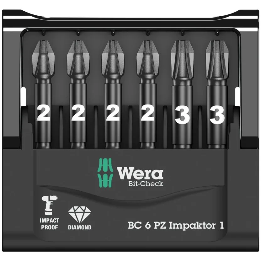 Набор инструментов Wera Bit-Check 6 PZ Impaktor 1 — фото производителя