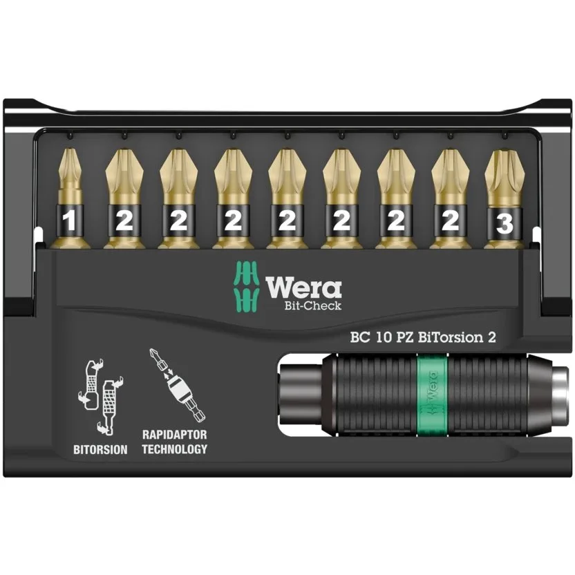 Набор инструментов Wera Bit-Check 10 PZ BiTorsion 2 — фото производителя