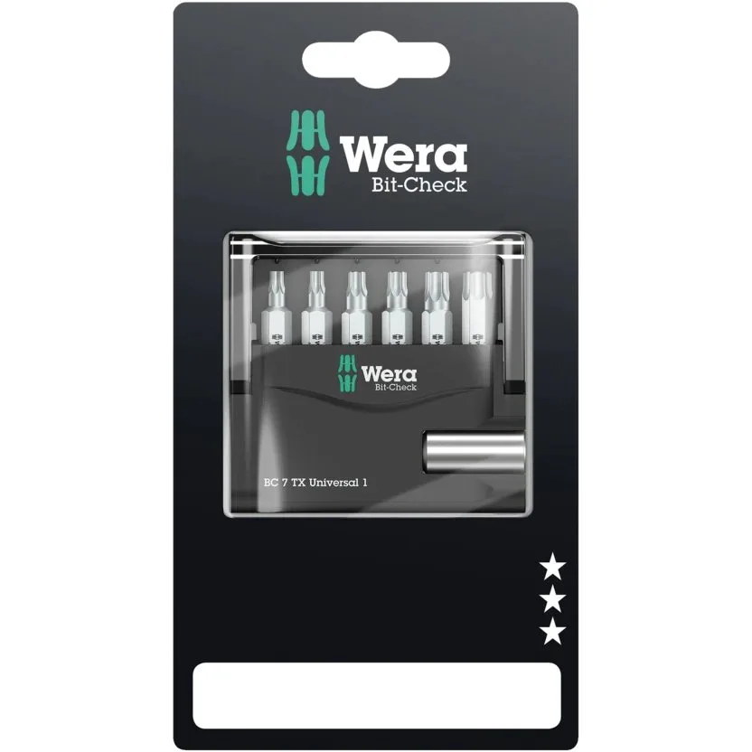 Набор инструментов Wera Bit-Check 7 TX Universal 1 SB — фото производителя