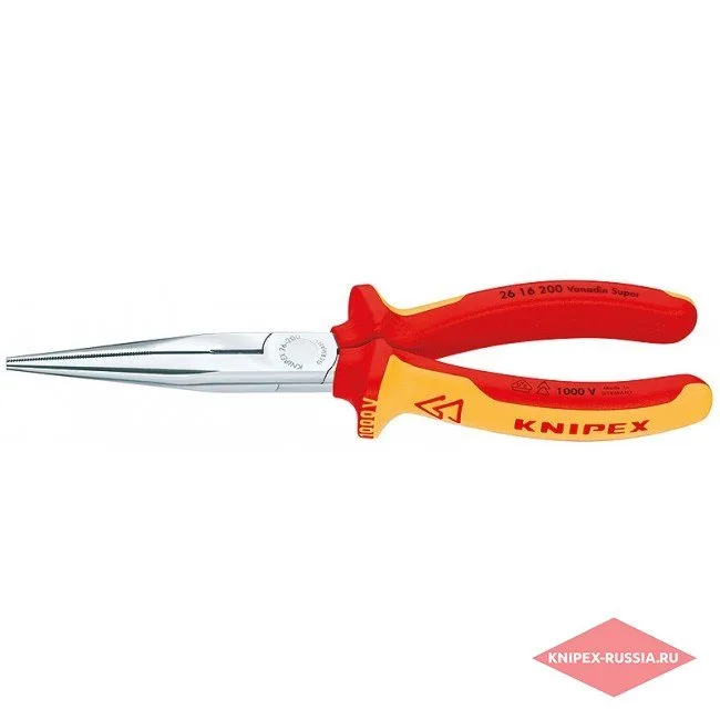 Плоские круглогубцы с режущими кромками Knipex KN-2616200 — фото производителя