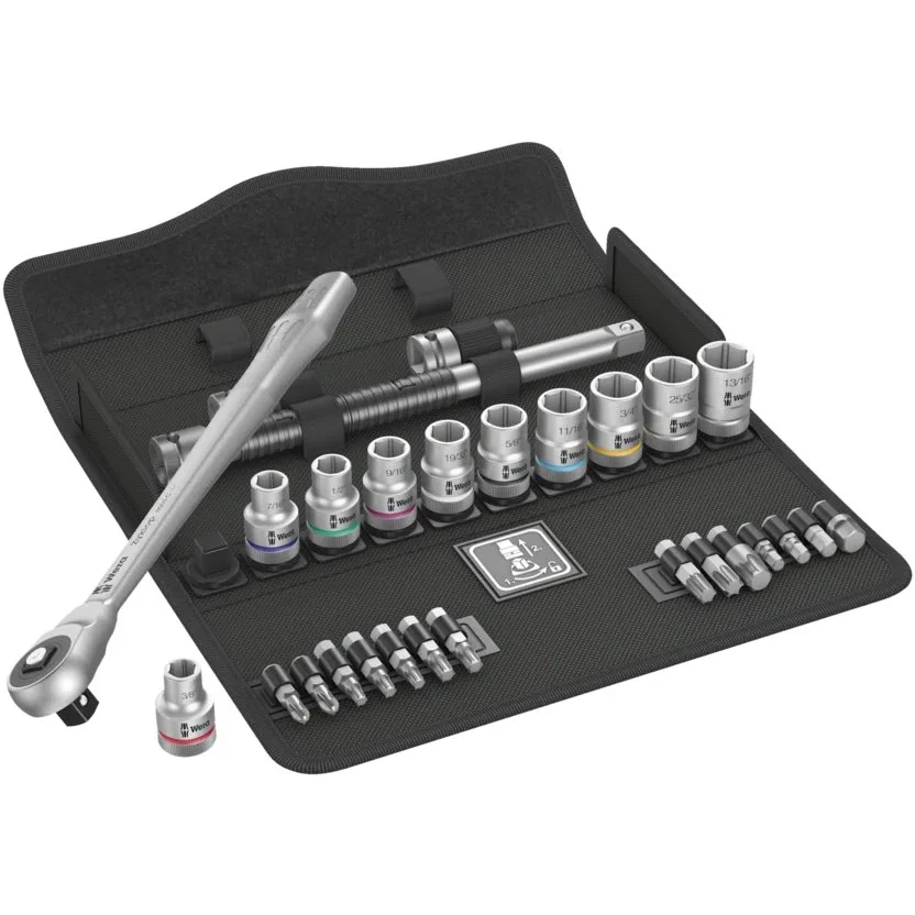 Набор инструментов Wera 8100 SC 10 Zyklop Metal - набор с трещоткой, сдвижной квадрат, привод 1/2", дюймовый — фото производителя