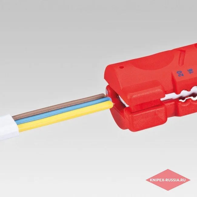 Инструмент для снятия оболочки с плоского и круглого кабеля Knipex KN-1664125SB — фото производителя
