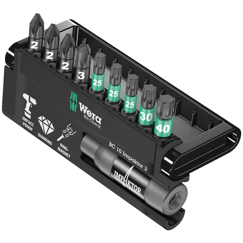 Набор инструментов Wera Bit-Check 10 Impaktor 3 — фото производителя