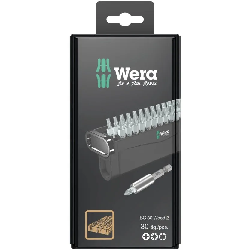 Набор инструментов Wera Bit-Check 30 Wood 2 SB — фото производителя