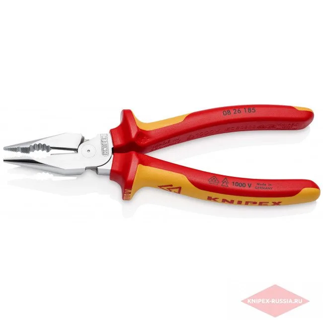Плоскогубцы комбинированные остроконечные с удлинёнными губками Knipex KN-0826185SB — фото производителя