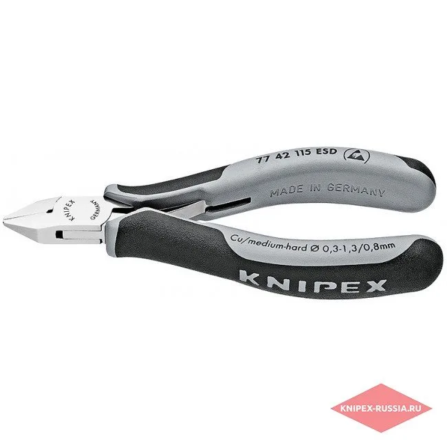 Кусачки боковые для электроники Knipex KN-7742115ESD — фото производителя